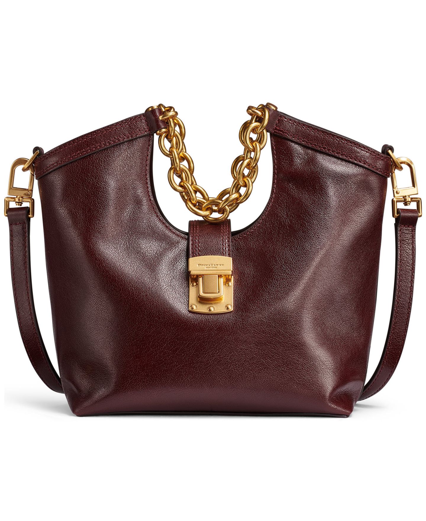 Женская сумка Donna Karan New York Leno Leather Adjustable Strap Small Tote, цвет: Чёрный вишнёвый — фото 1