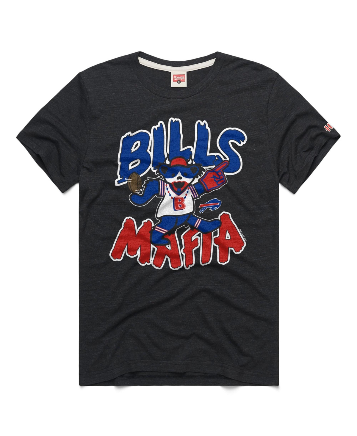 Men's Homage Charcoal Buffalo Bills Nfl x Grateful Dead Tri-Blend T-Shirt