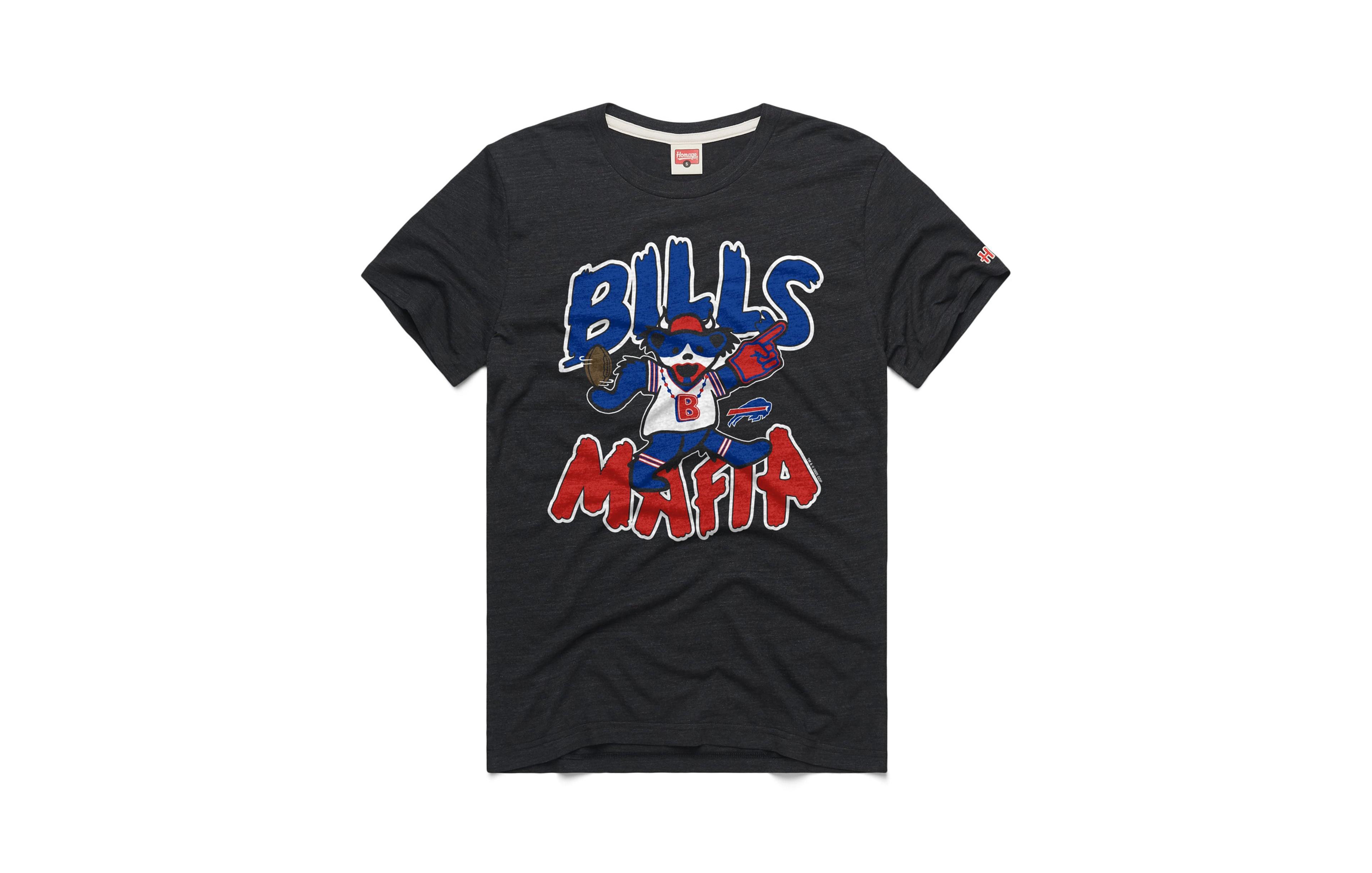 Men's Homage Charcoal Buffalo Bills Nfl x Grateful Dead Tri-Blend T-Shirt