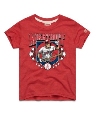 Big Boys and Girls Mike Trout Red Los Angeles Angels Player Graphic Tri-Blend T-Shirt
