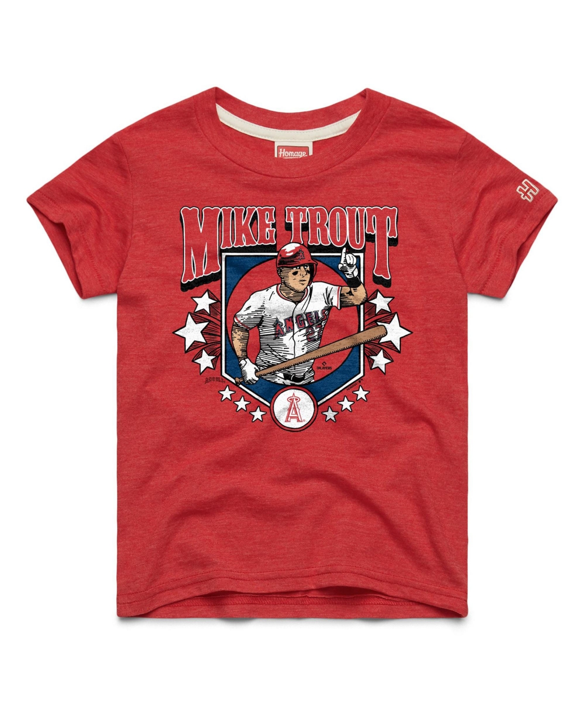 Big Boys and Girls Homage Mike Trout Red Los Angeles Angels Player Graphic Tri-Blend T-Shirt
