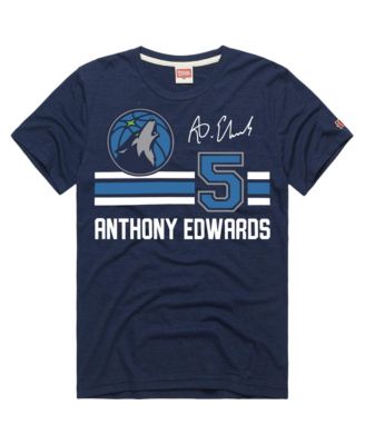 Men's and Women's Anthony Edwards Navy Minnesota Timberwolves Jersey Remix Tri-Blend T-Shirt