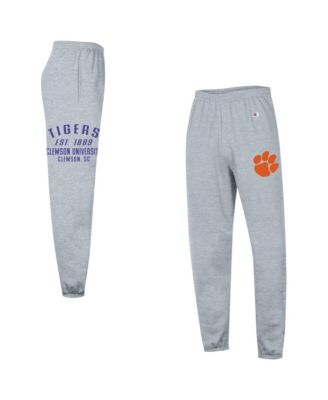 Men's  Heather Gray Clemson Tigers Powerblend Banded Fleece Sweatpants
