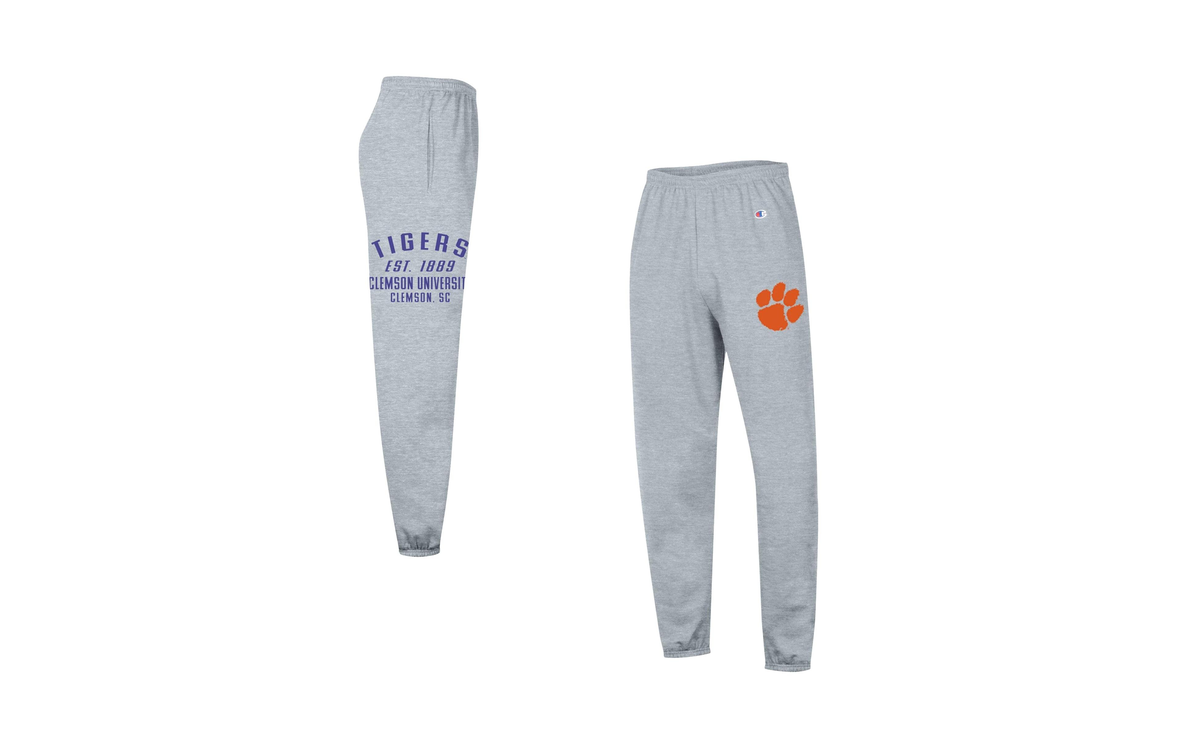 Champion Men's Heather Gray Clemson Tigers Power Blend Banded Fleece Sweatpants
