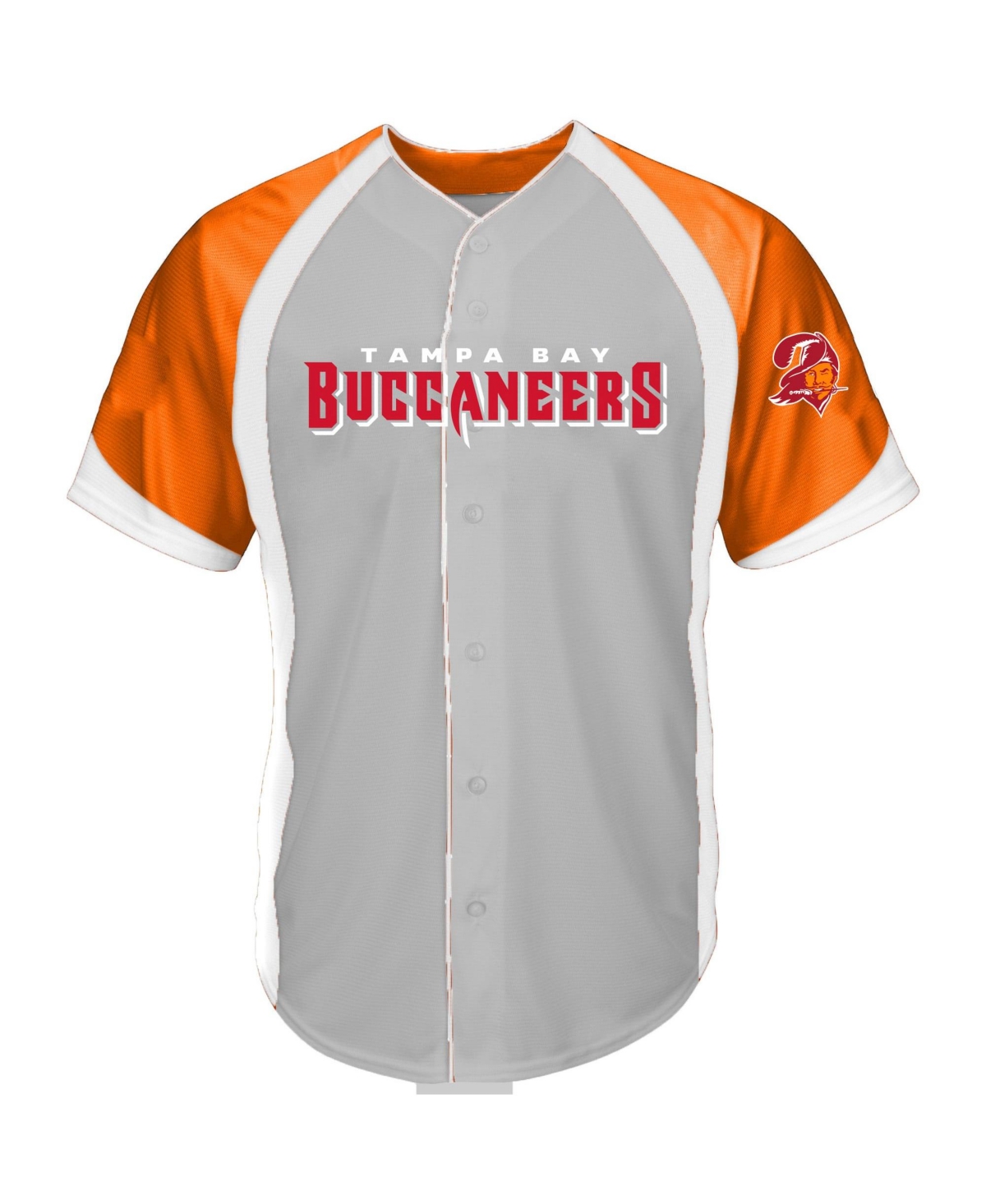 Men's Fanatics Gray Tampa Bay Buccaneers Big & Tall Button-Up Raglan Fashion Top