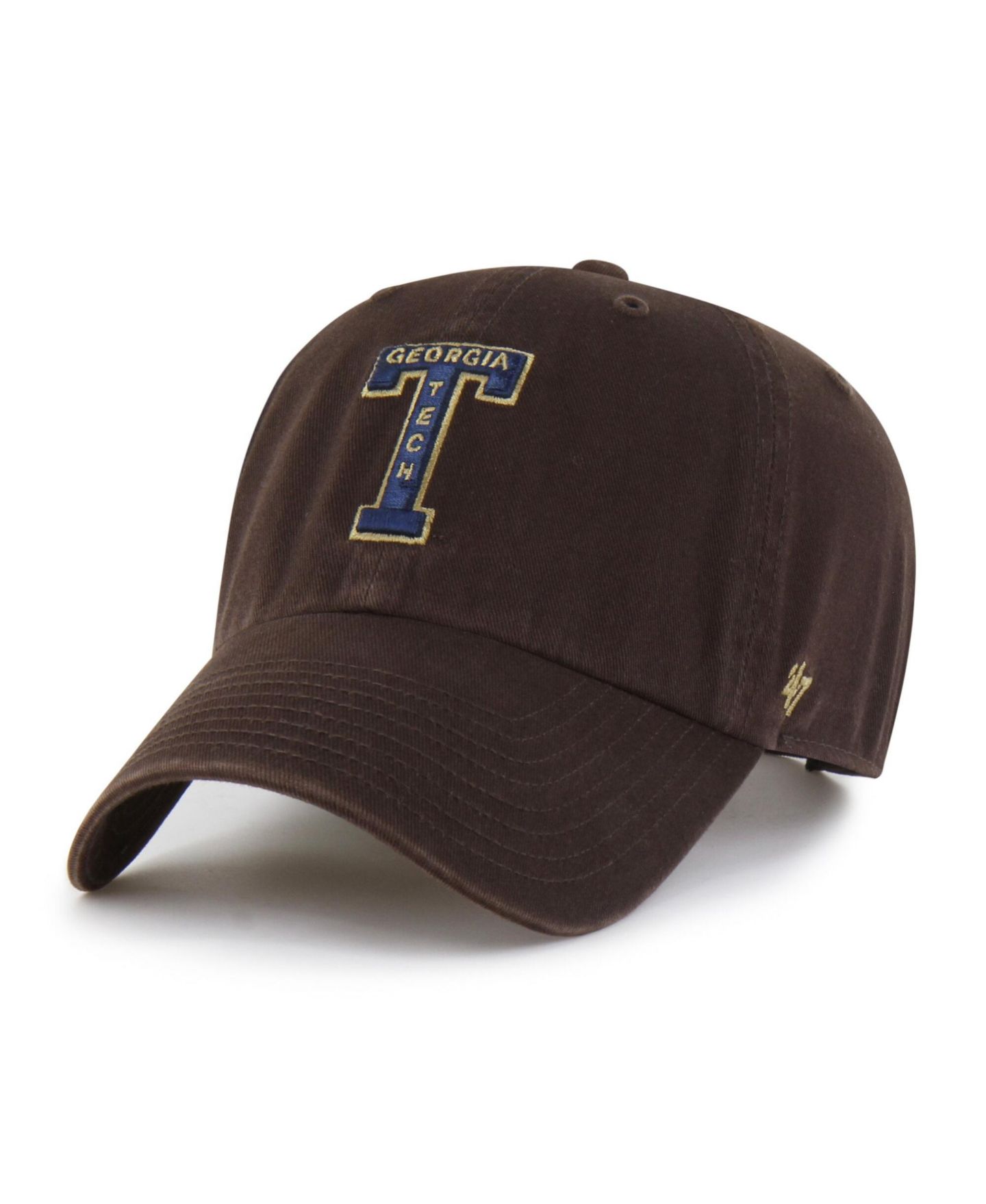 Мужские головные уборы '47 Brand Brown Georgia Tech Yellow Jackets Vault Clean Up Adjustable Hat — фото 1
