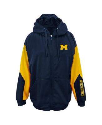 Men's Big & Tall Navy Michigan Wolverines Sleeve Block Full-Zip Hoodie
