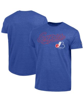 Men's  Blue Montreal Expos Cooperstown Wordmark Lockup Tri-Blend T-Shirt