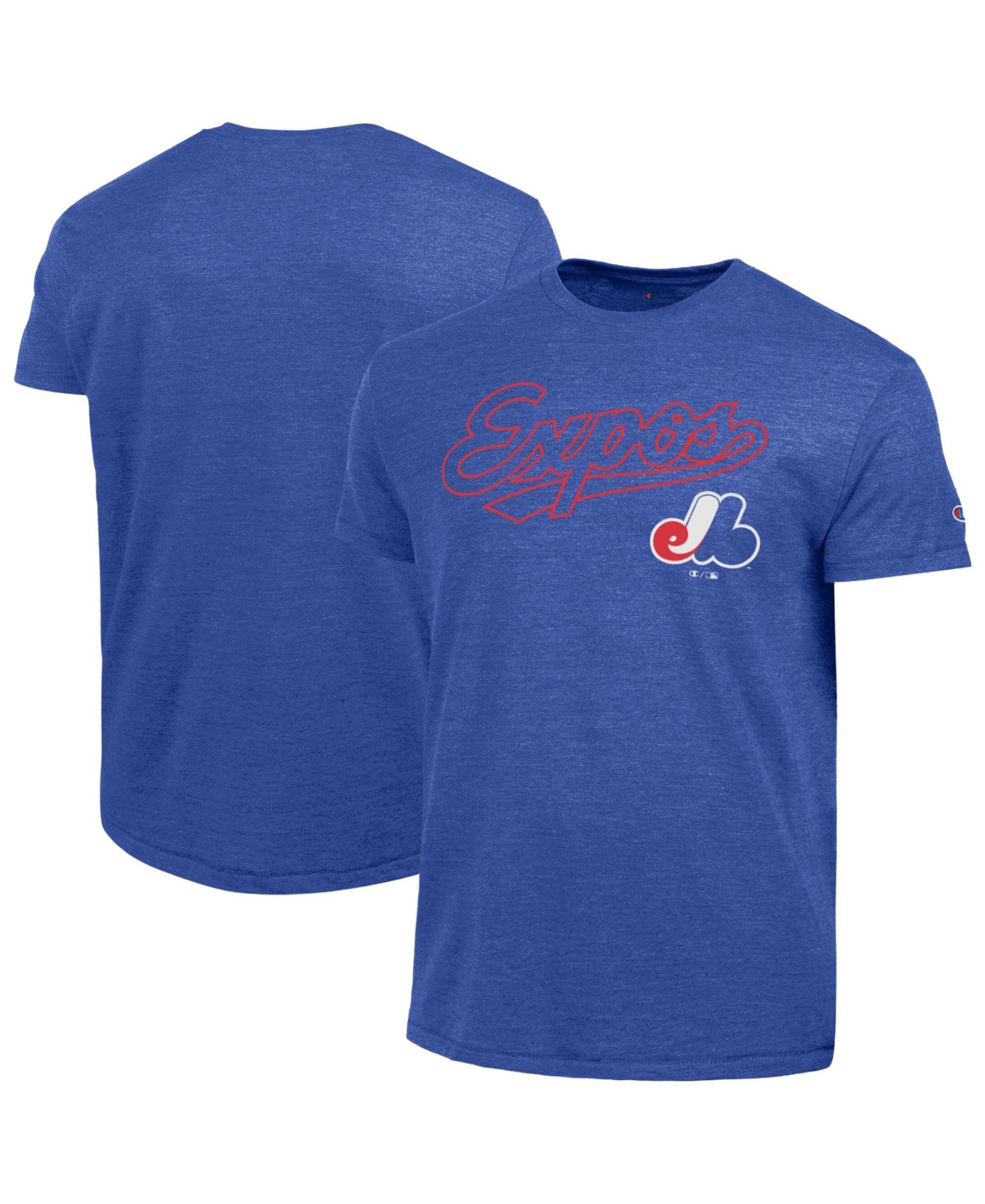 Champion Men's Blue Montreal Expos Cooperstown Wordmark Lockup Tri-Blend T-Shirt