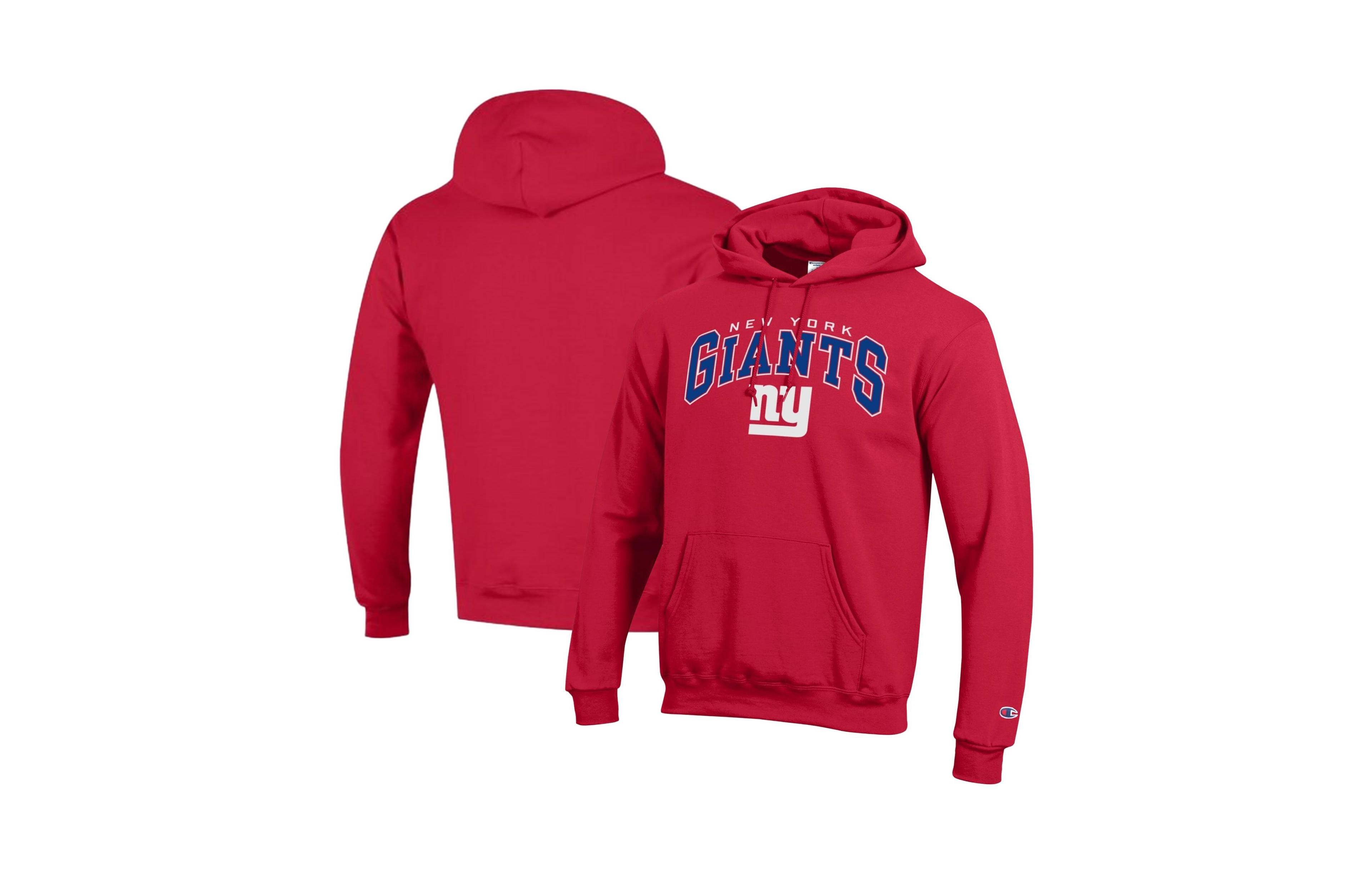 Champion Men's Red New York Giants Power Blend Arch over Logo Hoodie