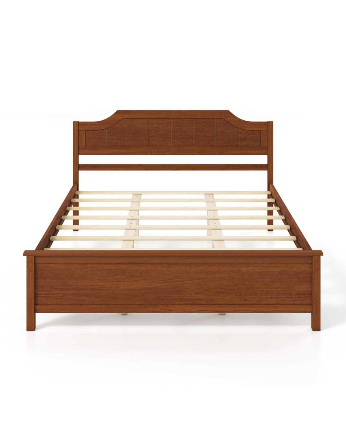 Mecale Multiple Size Solid Wood Platform Bed Frame with Headboard in Walnut Queen Size