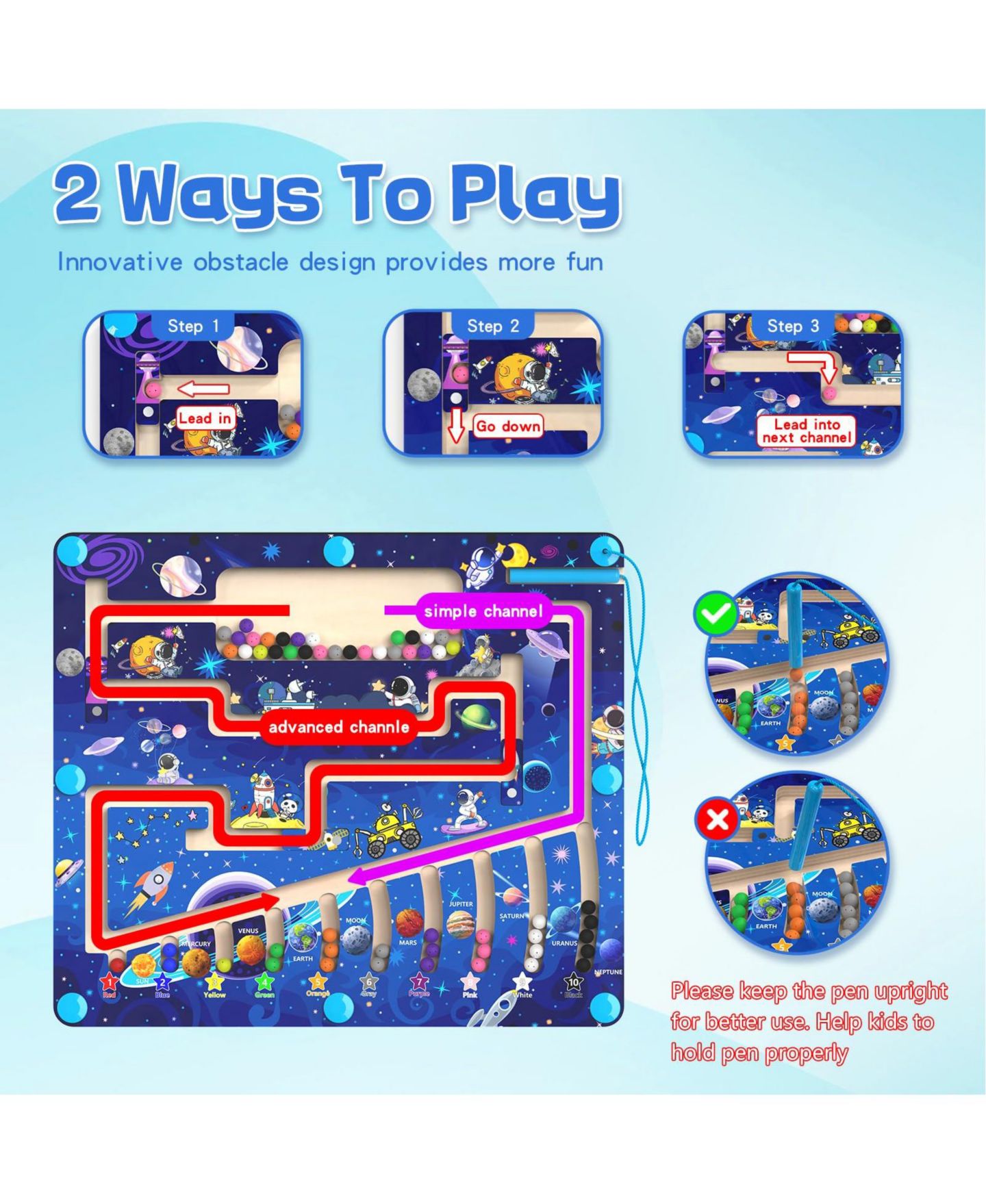 Детский пазл GNUADZ Magnetic Number Maze Montessori Wooden Puzzle, Ages 3+, цвет: Космический — фото 2