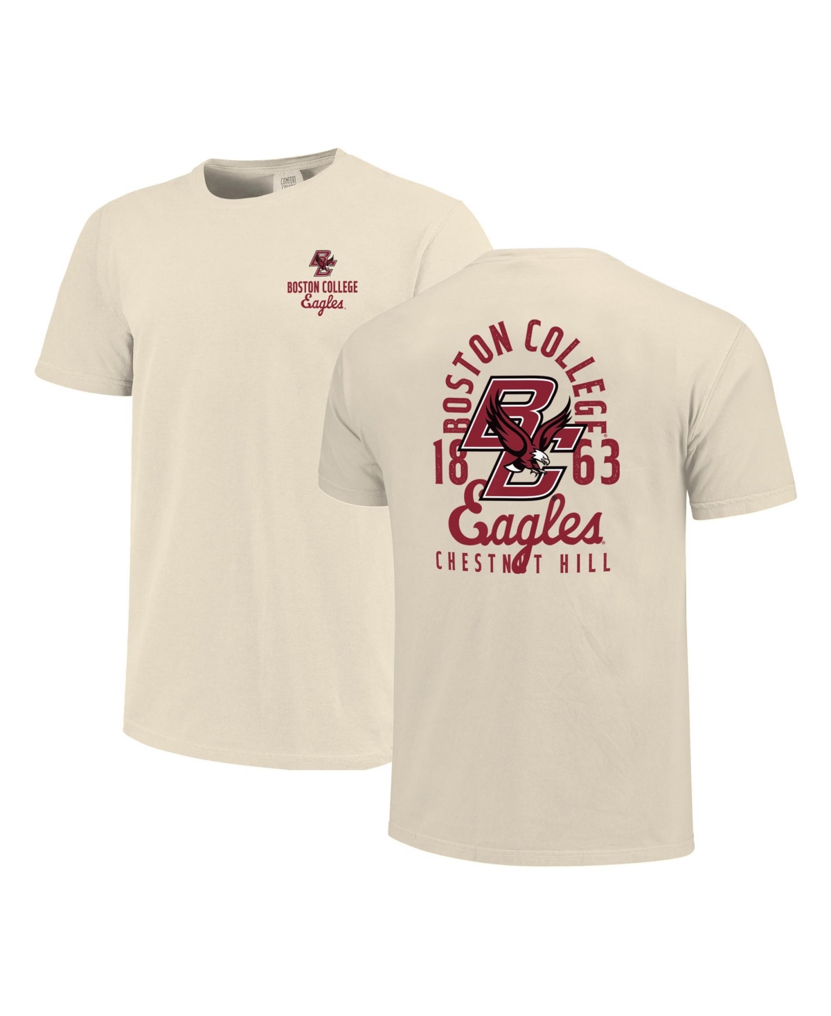Image One Men's Cream Boston College Eagles Comfort Colors Mascot Overlay T-shirt In Neutral