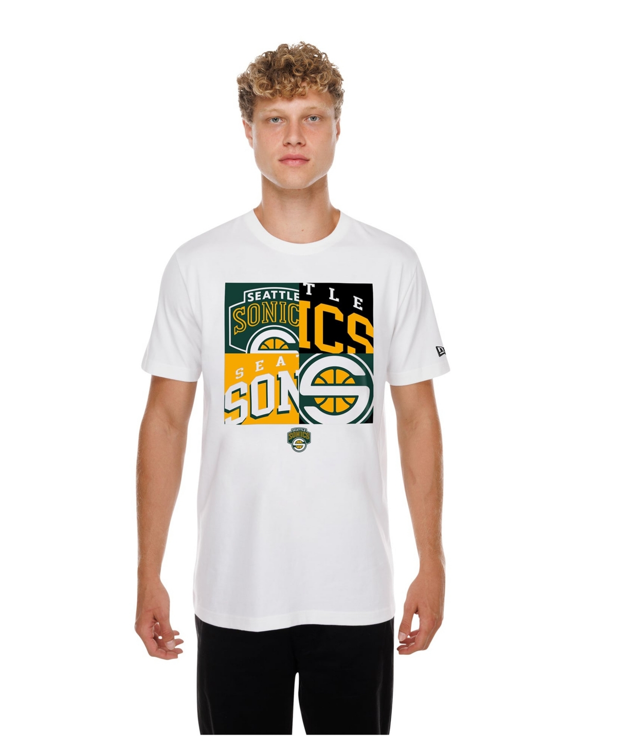 New Era Men's White Seattle SuperSonics Block Logo T-Shirt - White