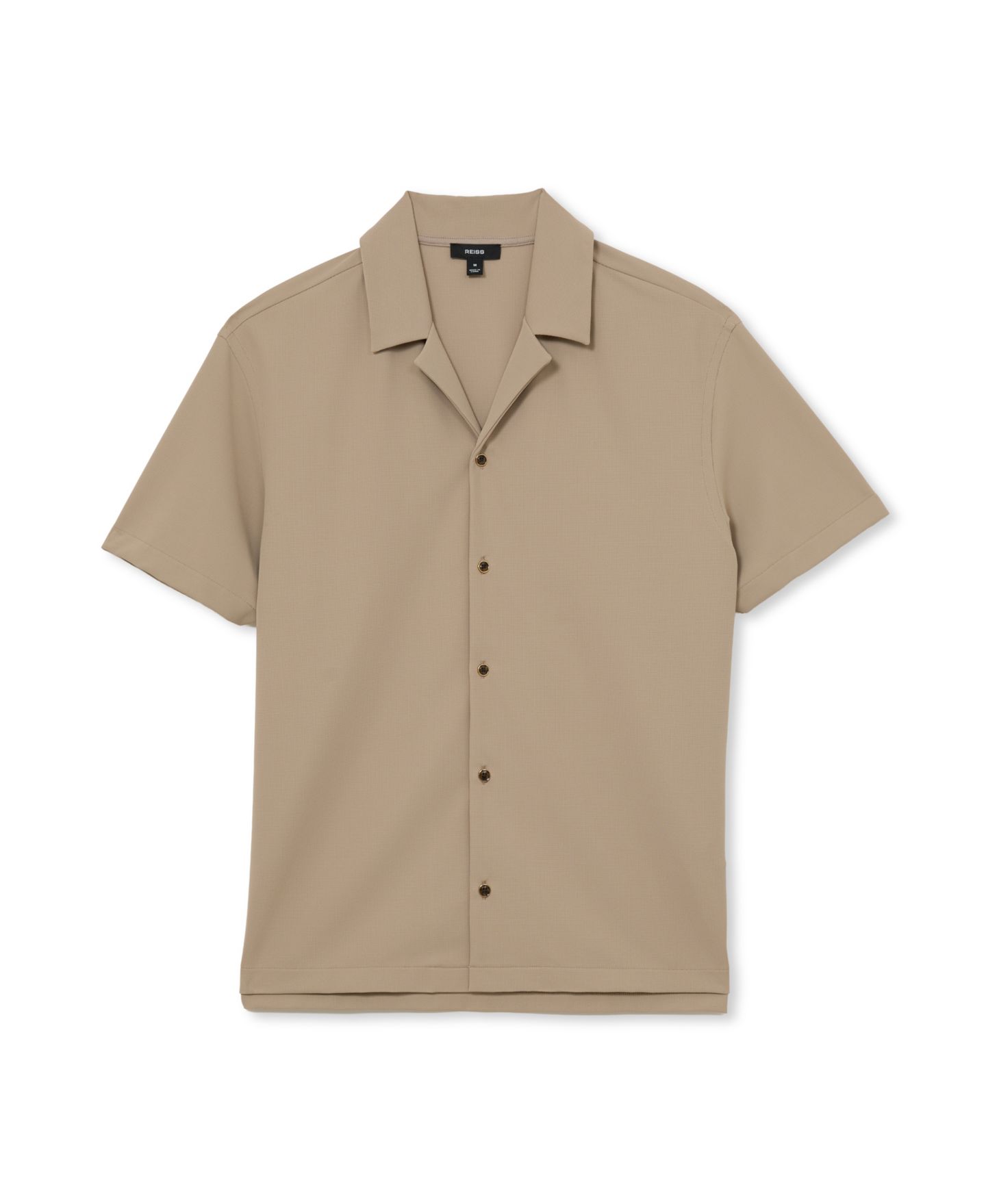 Мужская рубашка REISS River Short-Sleeve Slim-Fit Textured, цвет: Серо-бежевый — фото 2