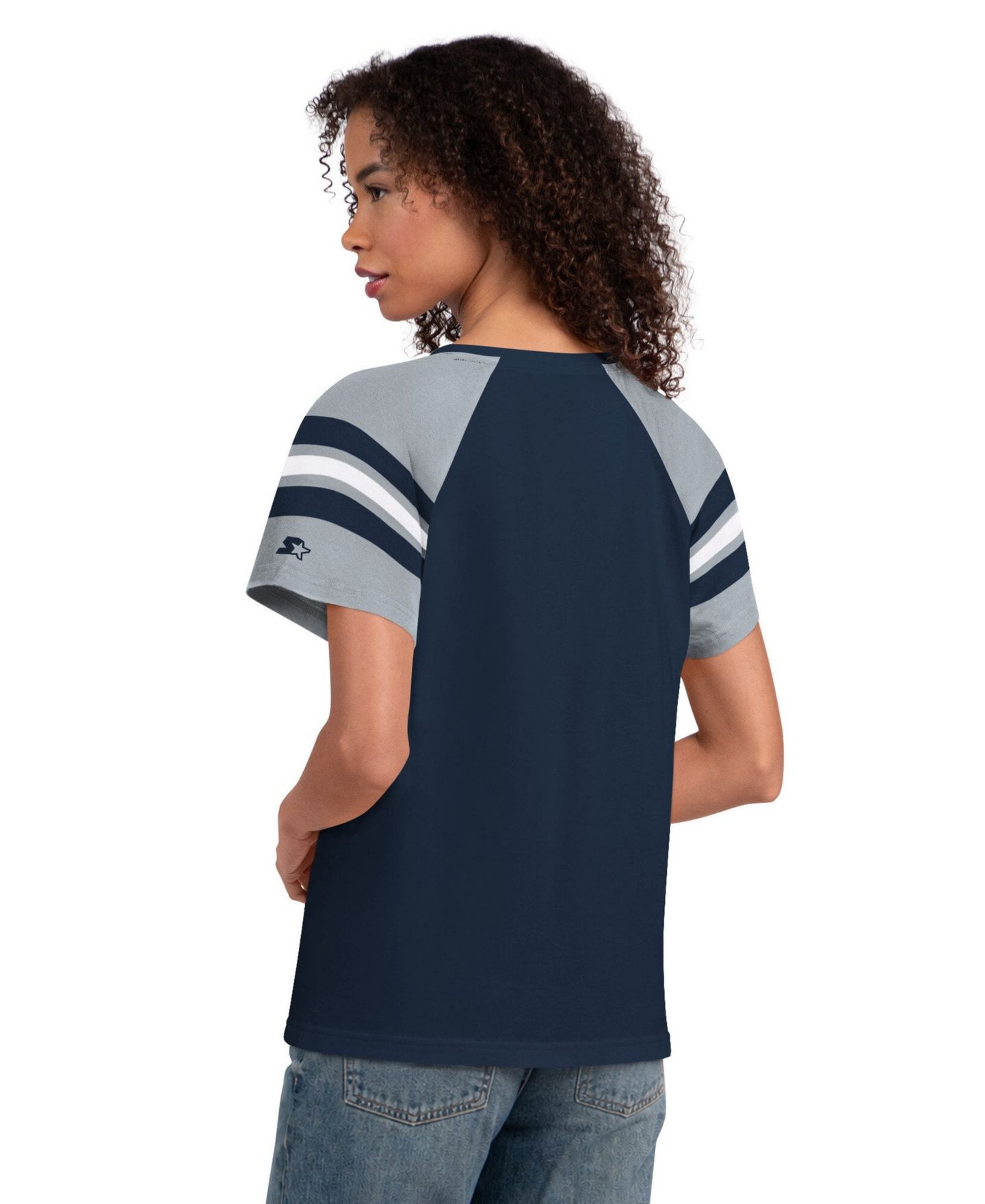 Женская футболка Starter Navy Dallas Cowboys Game On Notch Neck — фото 3