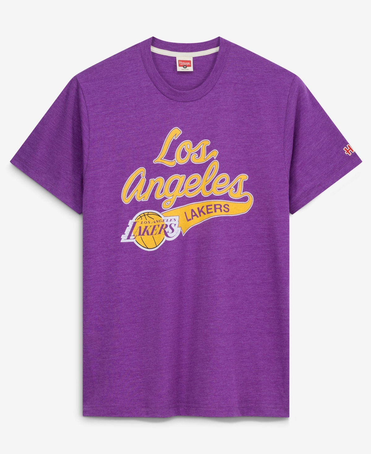 Men's and Women's Homage Purple Los Angeles Lakers Script Tri-Blend T-Shirt