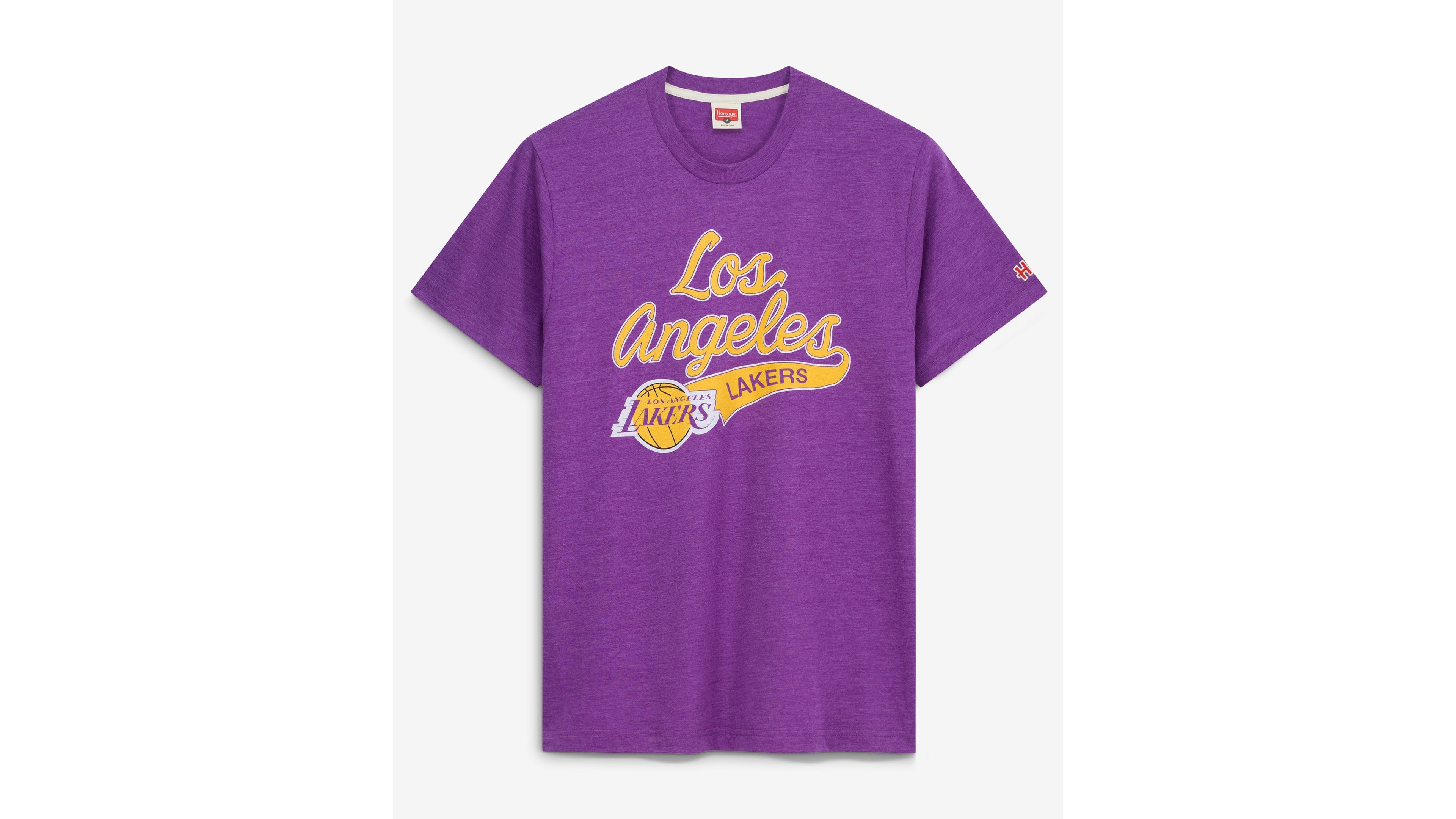 Men's and Women's Homage Purple Los Angeles Lakers Script Tri-Blend T-Shirt