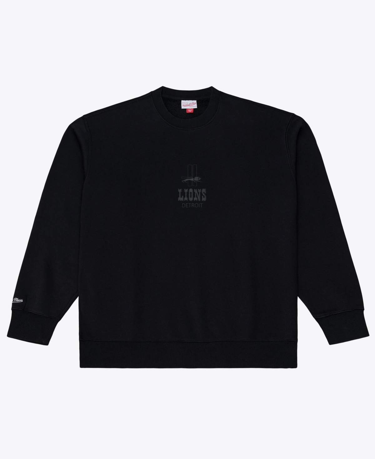 Men's Mitchell & Ness Black Detroit Lions Core Essentials Micro Logo Fleece Sweatshirt - Black
