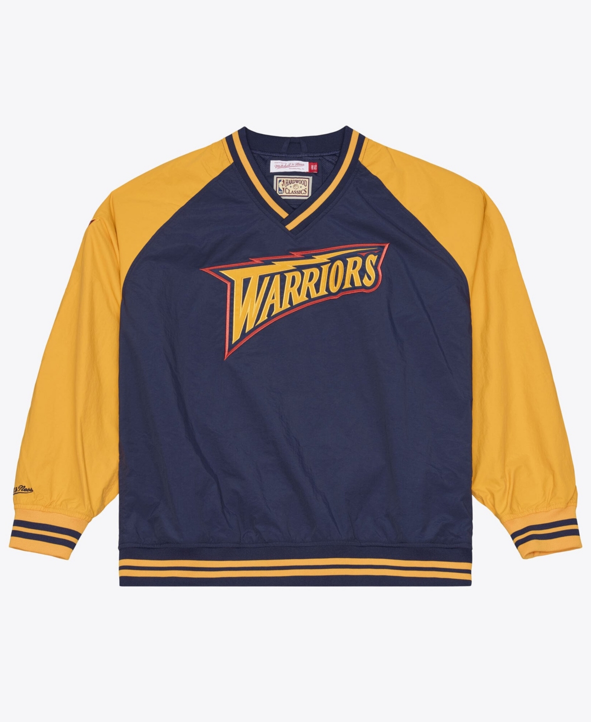 Men's Mitchell & Ness Navy Golden State Warriors Classic V-Neck Pullover Jacket