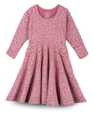 Toddler ( 2T TO 4T )  Organic Cotton Print 3/4 Sleeve Twirl Dress