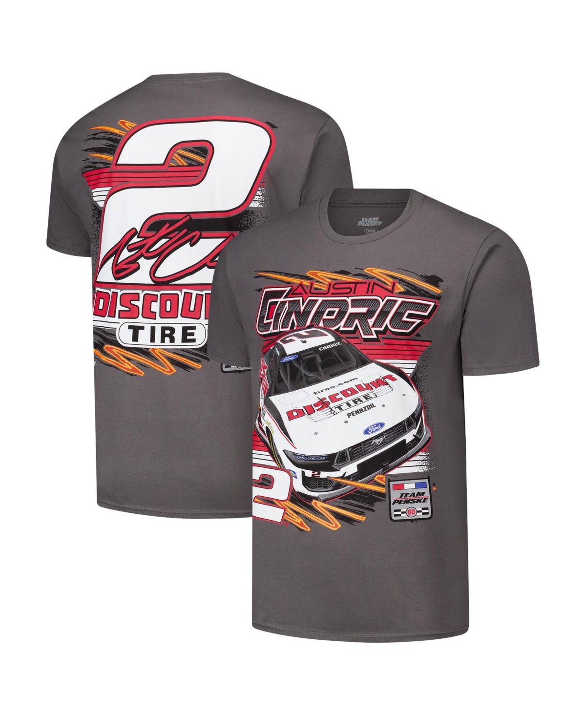 Classic Ink Men's Charcoal Austin Cindric Discount Tire 2-Spot T-Shirt