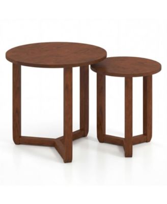 Two-Piece Round Nesting Coffee Table Set for Small Spaces