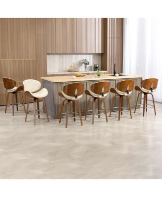 Swivel Bar Stools Set of 6, 26 Inches Mid-Century Modern Counter Height Bar Stools