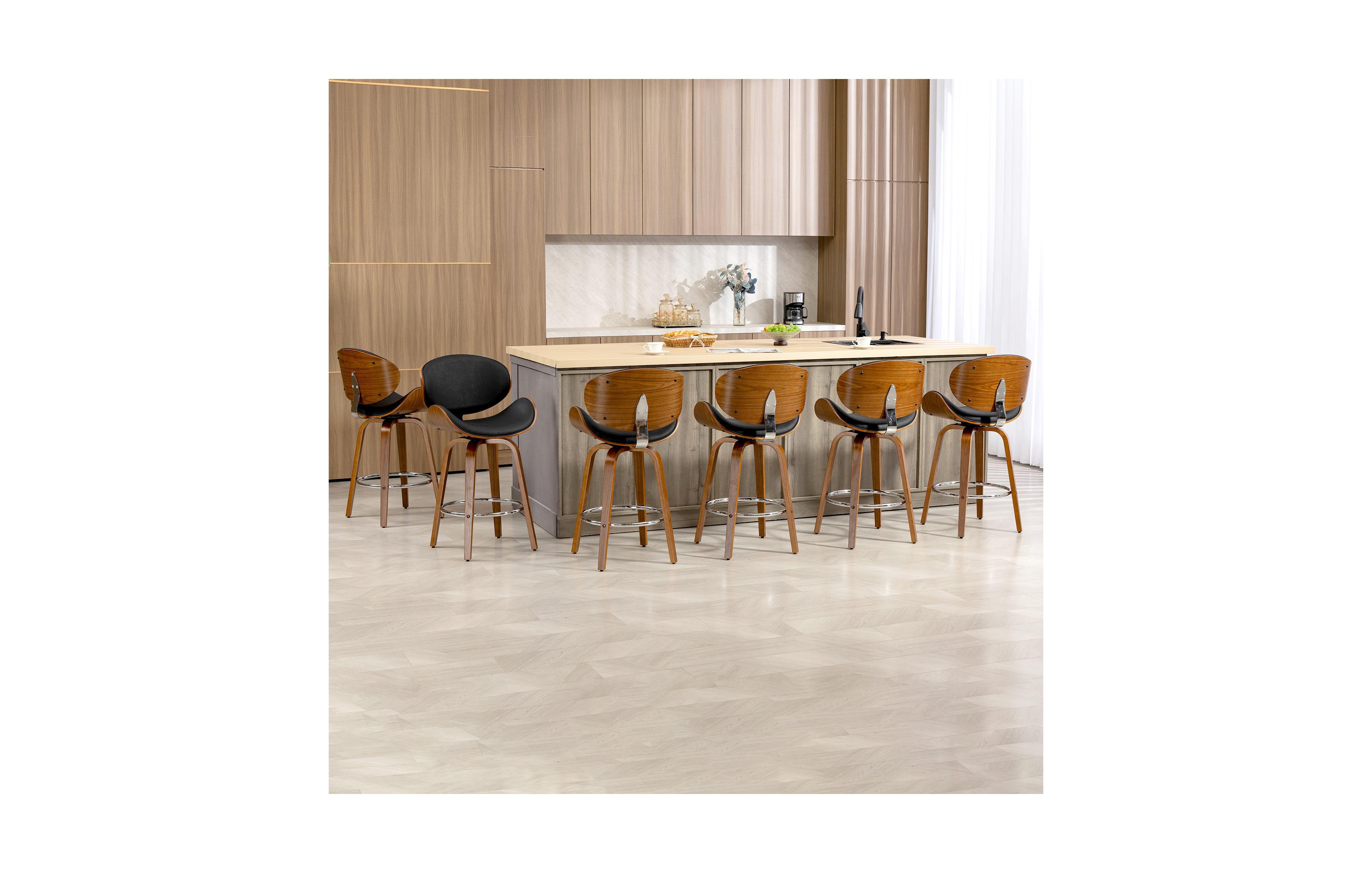 Dyhome Swivel Bar Stools Set of 6, 26 Inches Mid-Century Modern Counter Height