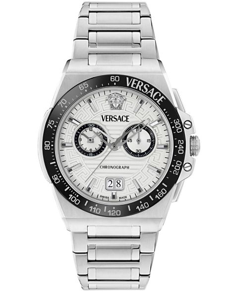Мужские часы Versace Greca Reaction Silver Stainless Steel Bracelet Watch, 43mm
