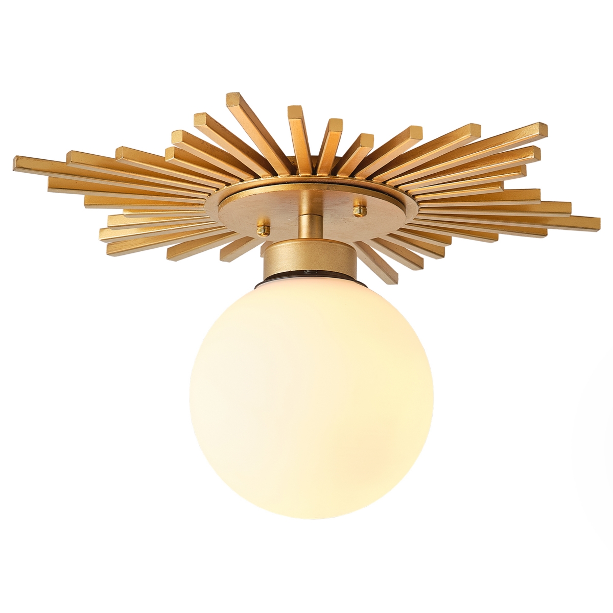 Parrot Uncle 18" Modern Brass 1-Light Glass Globe Semi Flush Mount Ceiling Light Fixture