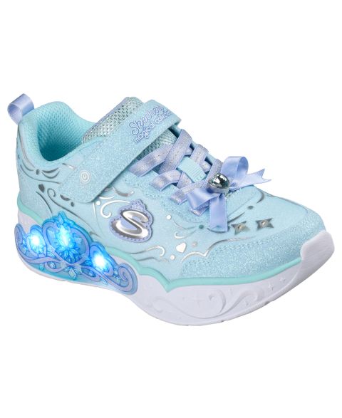 Кроссовки Skechers S Lights: Princess Steps Fastening Strap Light-Up Lifestyle Sneakers from Finish Line для девочек, цвет: Светлый синий