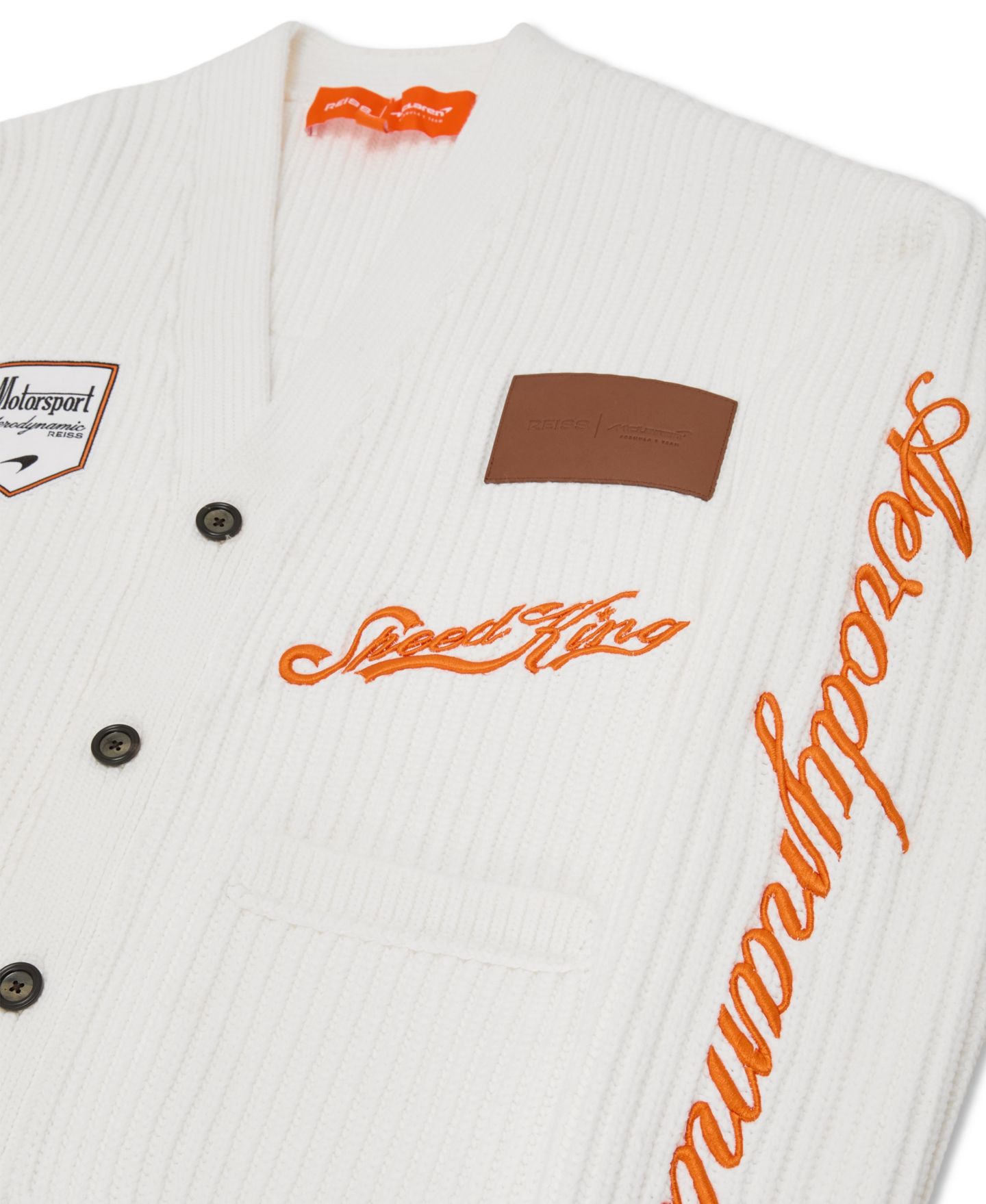 Мужской кардиган REISS Halden McLaren Racing Embroidered Rib-Knit, цвет: Белый — фото 3