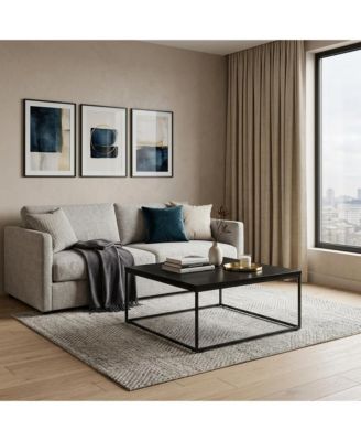 35"  Wood And Metal Square Frame Coffee Table