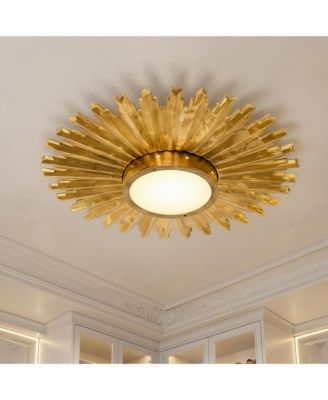 22 Inch Mid-Century Modern Gold Sunburst LED Flush Mount Ceiling Light