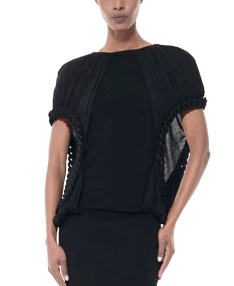 Женский топ Leem Chain-Detail Fitted Short-Sleeve, цвет: Чёрный