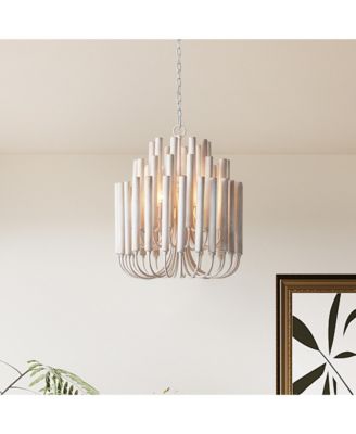 20" 5-Light Coastal 3-Tier Cluster Wood Chandelier for Dining Room