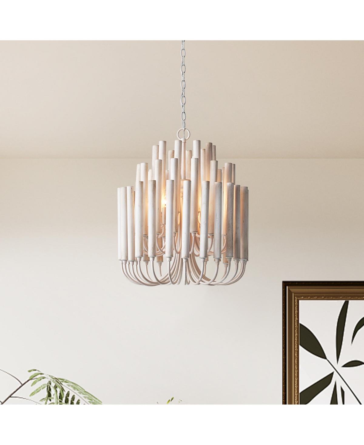 Parrot Uncle 20" 5-Light Coastal 3-Tier Cluster Wood Chandelier for Dining Room