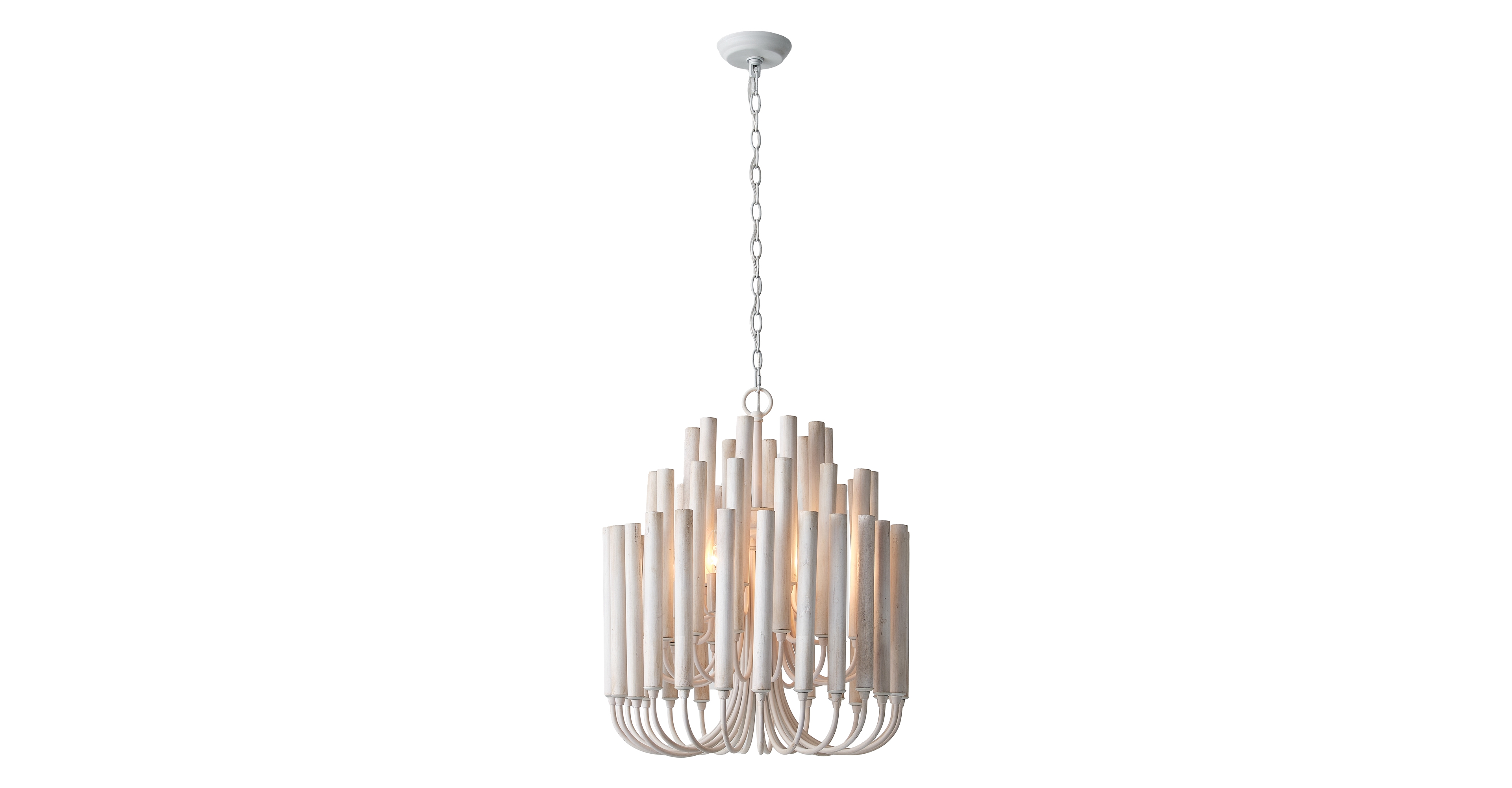 Parrot Uncle 20" 5-Light Coastal 3-Tier Cluster Wood Chandelier for Dining Room