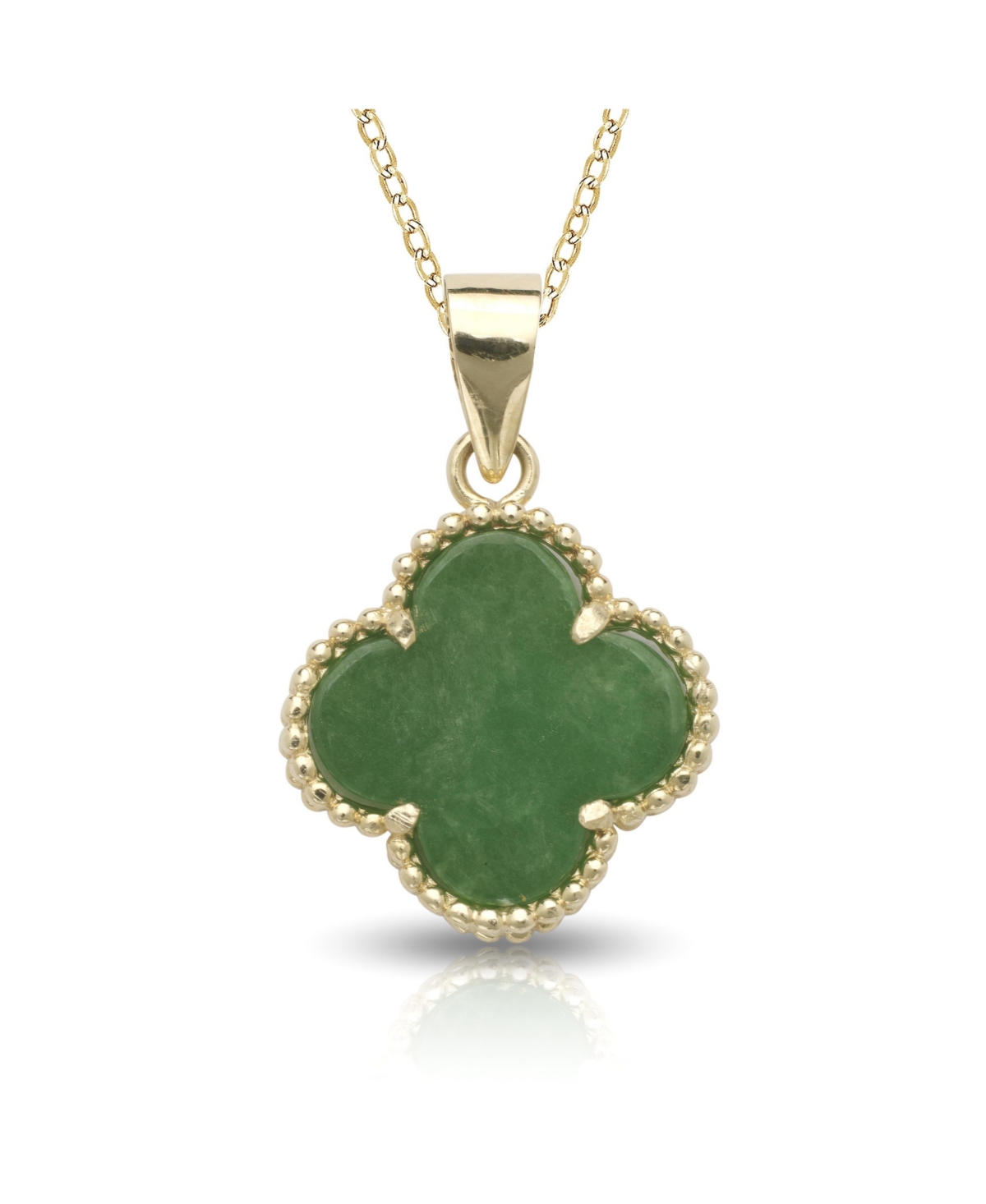 Curata Jewelry Solid 14k Gold 18 Inch Four-leaf Butterfly Necklace 18x15mm - Green