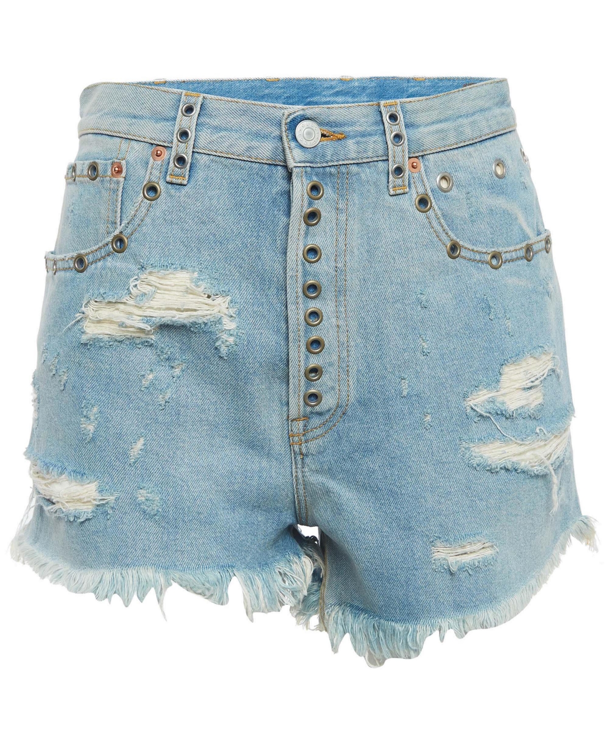 Pre-Owned Gucci Women's Distressed High-Waisted Embellished Denim Shorts, 7" Inseam