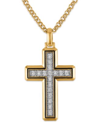 Diamond Cross Pendant (1/8 ct. t.w.) in Gold Over Sterling Silver