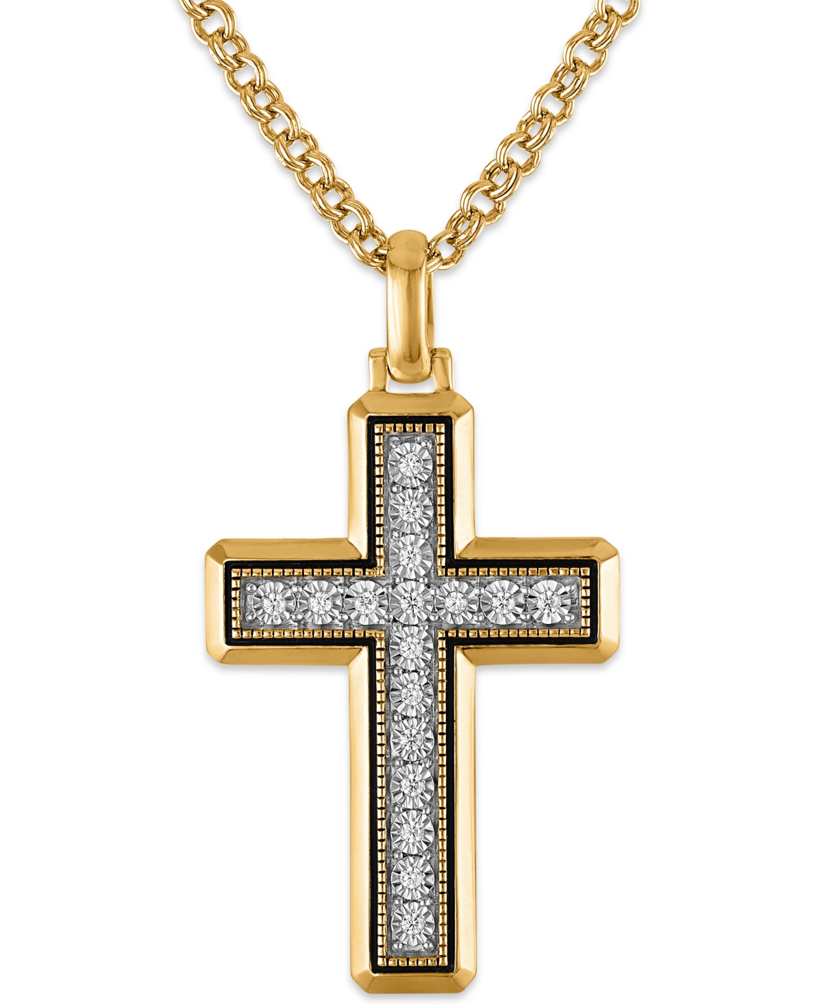 Diamond Cross Pendant (1/8 ct. t.w.) in Gold Over Sterling Silver