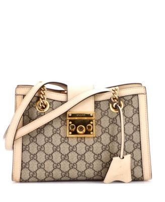 Padlock Leather and Canvas Chain Strap Tote