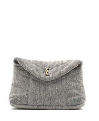 Small Loulou Quilted-Puffer Denim Clutch