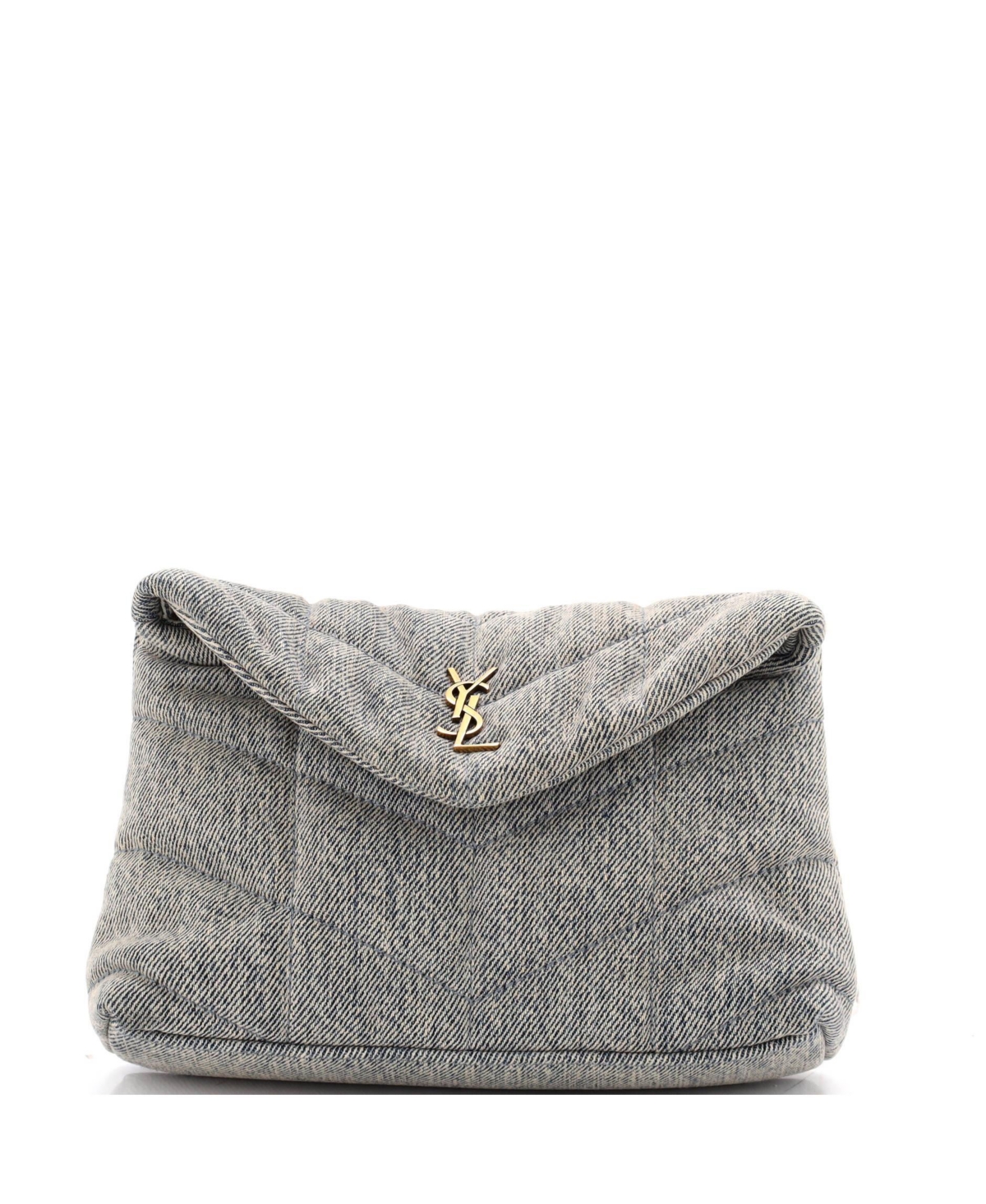 Pre-Owned Saint Laurent Small Loulou Quilted-Puffer Denim Clutch