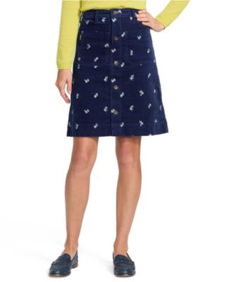 Petite Corduroy Mid Rise Button Through Above the Knee Skirt