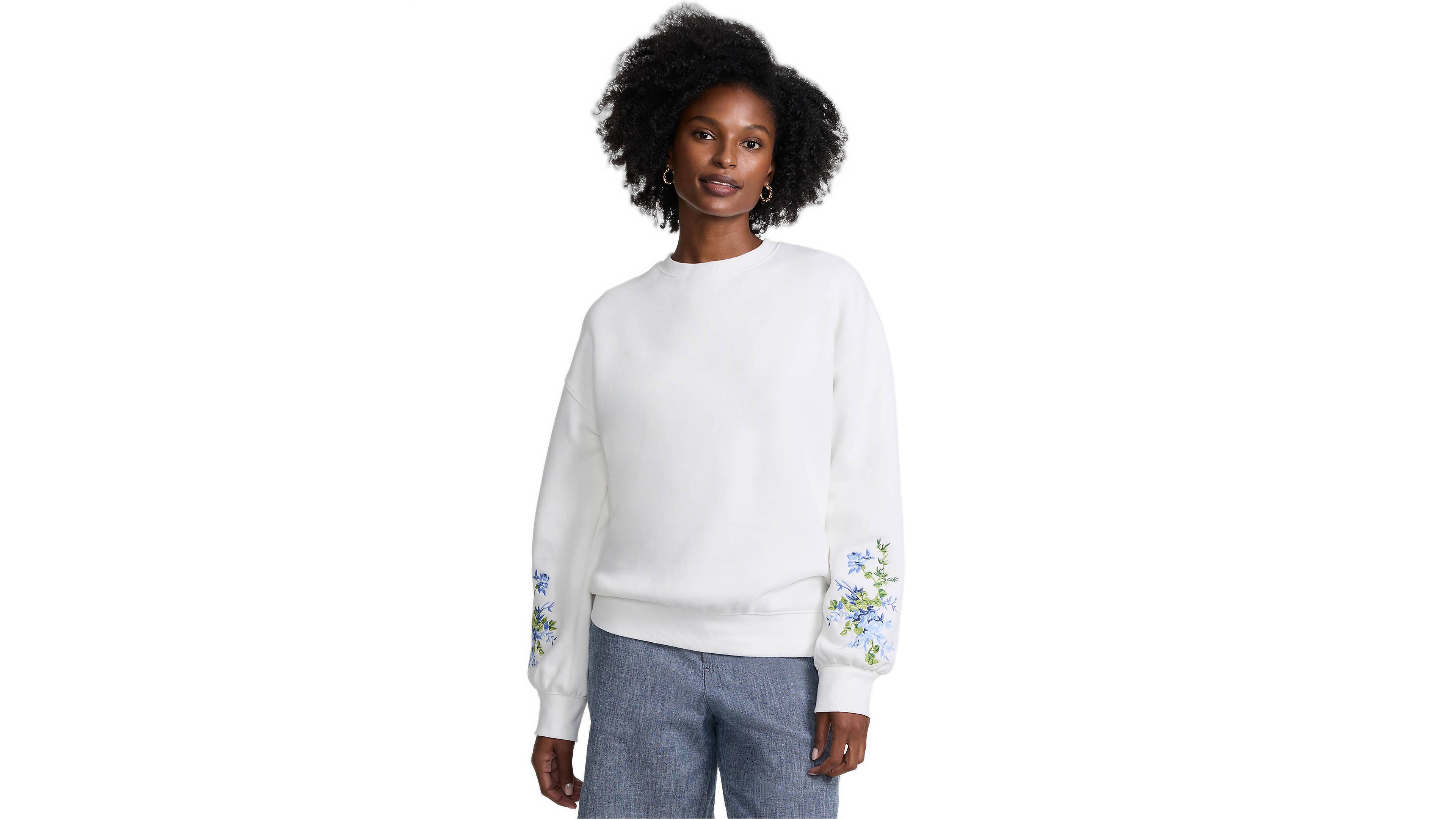 Lands' End Women's Relaxed Serious Sweats Long Sleeve Crewneck Sweatshirt
