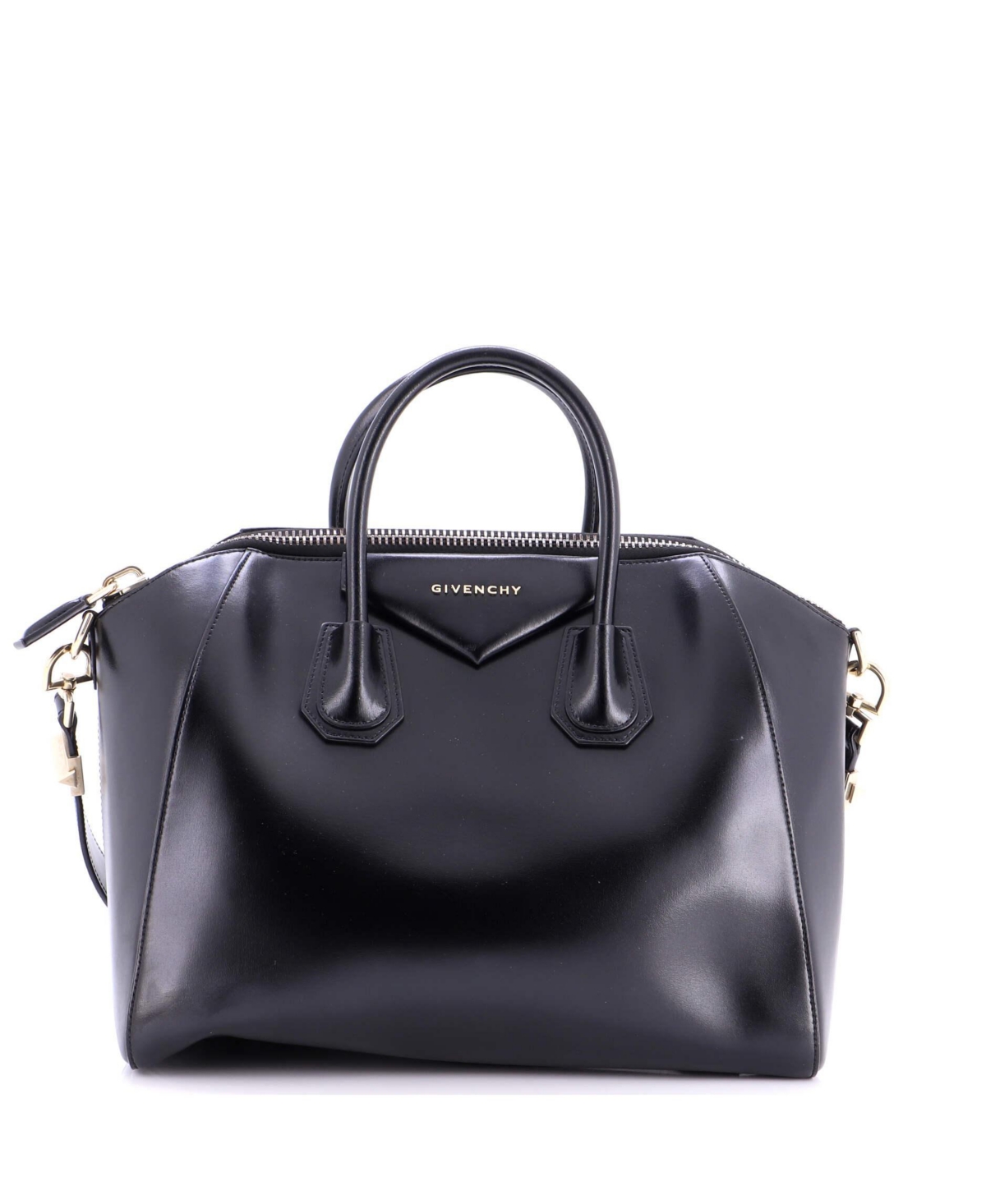 Pre-Owned Givenchy Small Antigona Bag Glazed Leather - Black