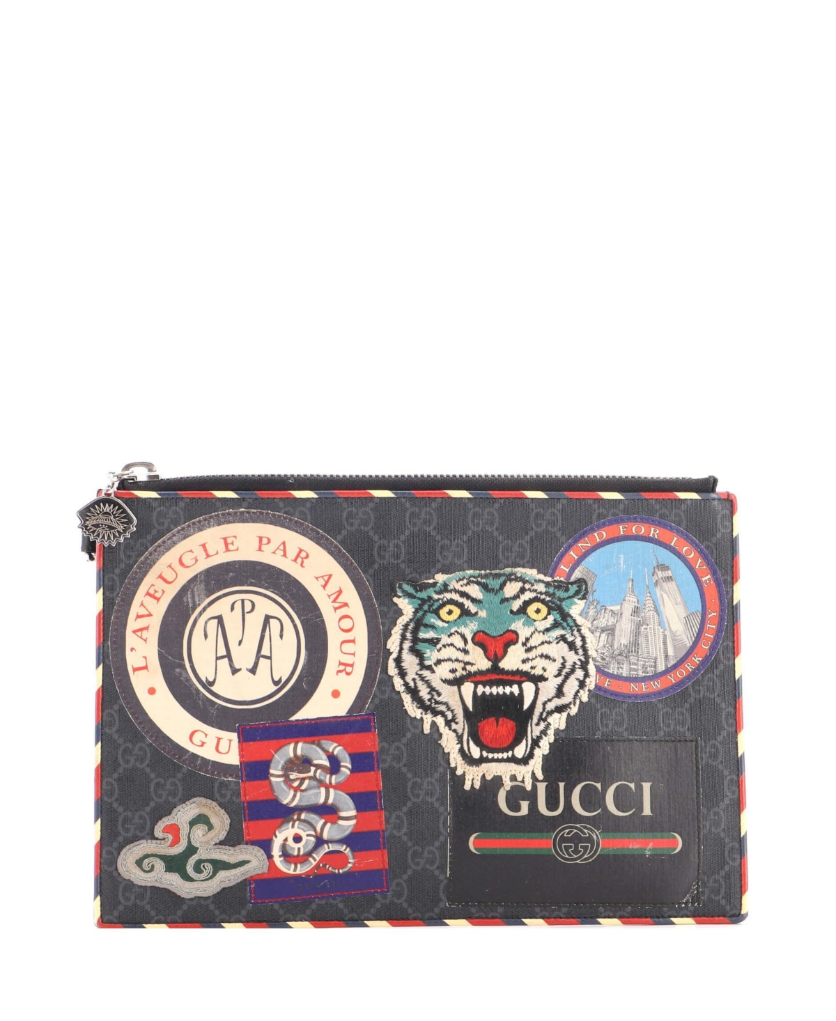 Pre-Owned Gucci Night Courrier Gg Coated Canvas with Applique Pouch
